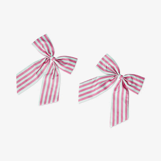 Bow Clip Decoration 2 Pcs Pink Stripe