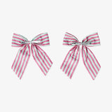 Bow Clip Decoration 2 Pcs Pink Stripe