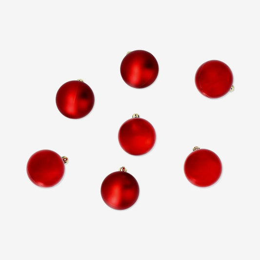 Baubles Red Plastic Medium 12 Pcs (In)