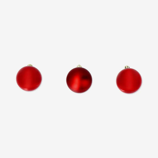 Baubles Red Plastic Medium 12 Pcs (In)