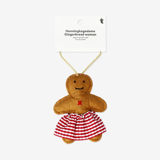 Ornament Gingerbread Woman Felt (In)
