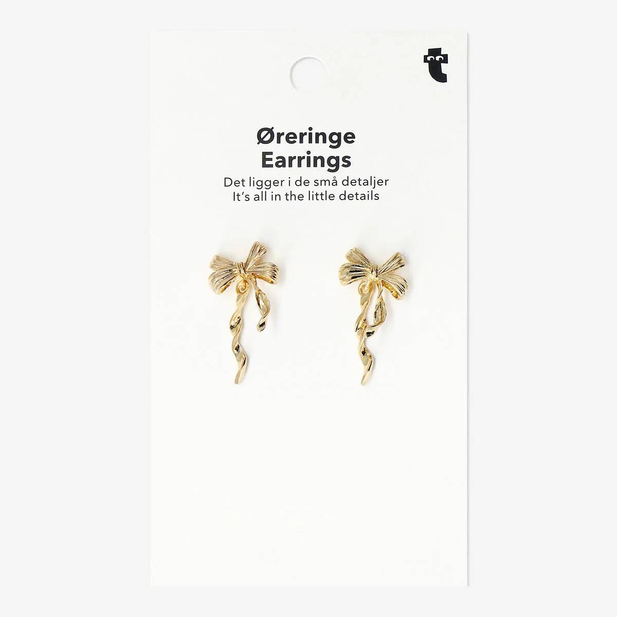 Earrings Bow Dangling Gold