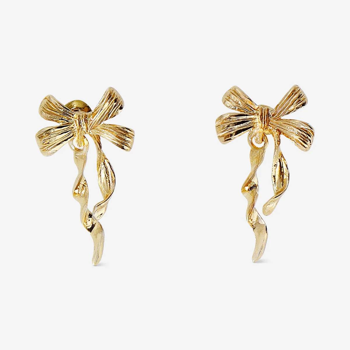 Earrings Bow Dangling Gold