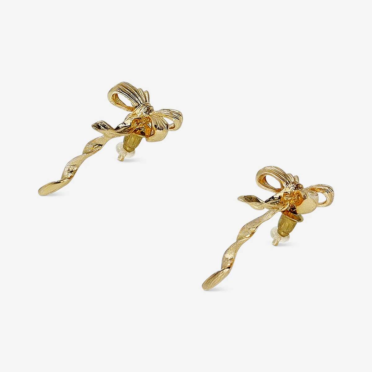 Earrings Bow Dangling Gold