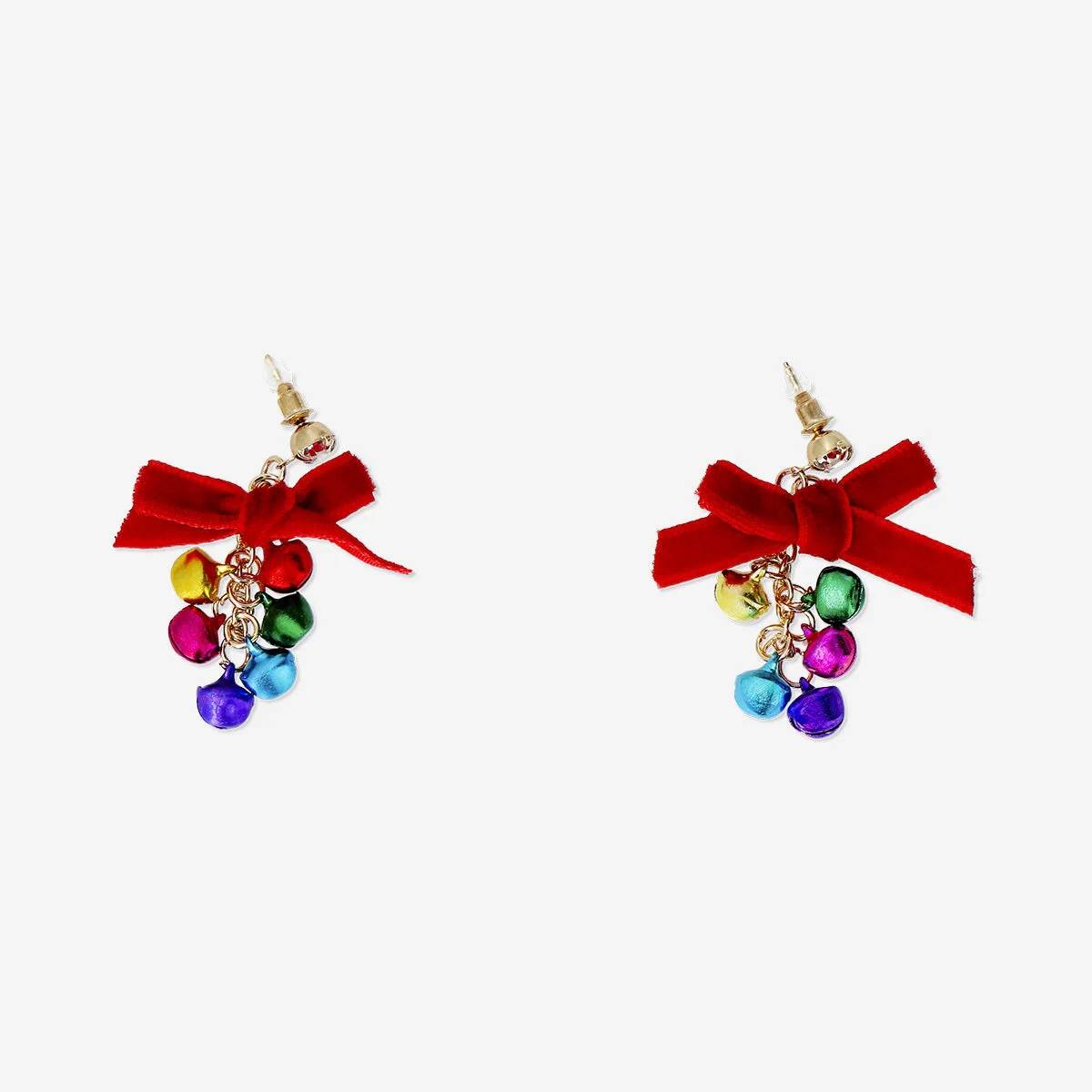 Earrings Dangling Bells And Bow