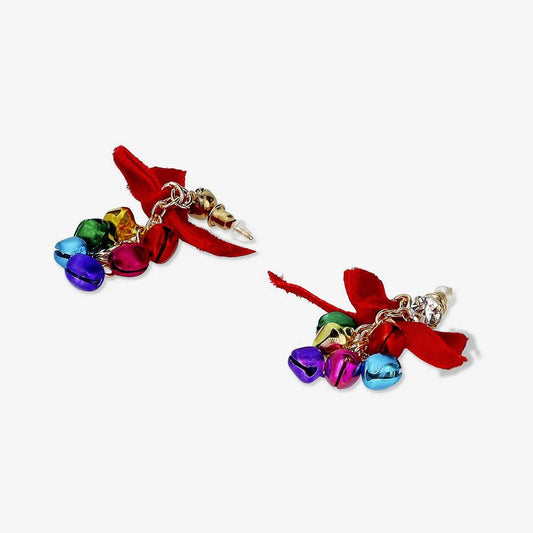 Earrings Dangling Bells And Bow