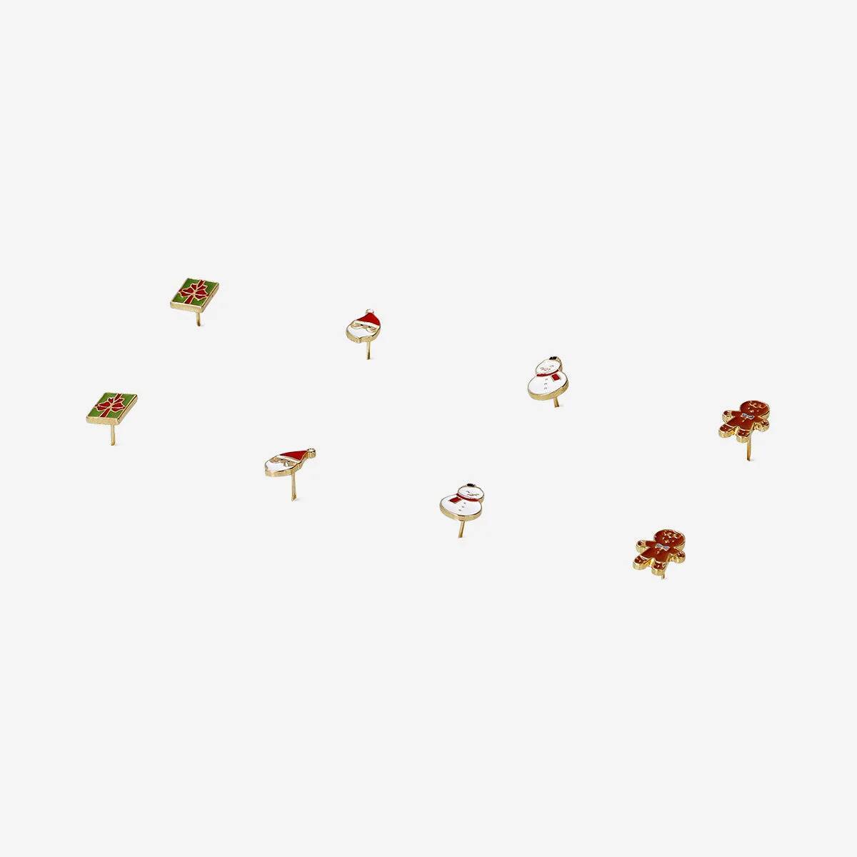 Earrings 4 Pcs Set Gifbox Santa