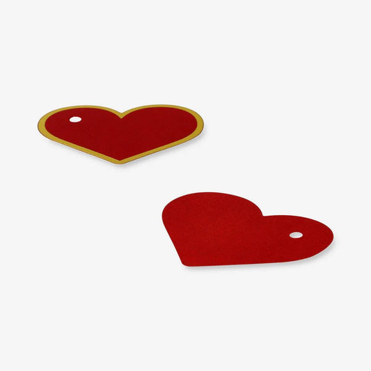 Gift Tag Heart Red 10 Pcs 6 Cm