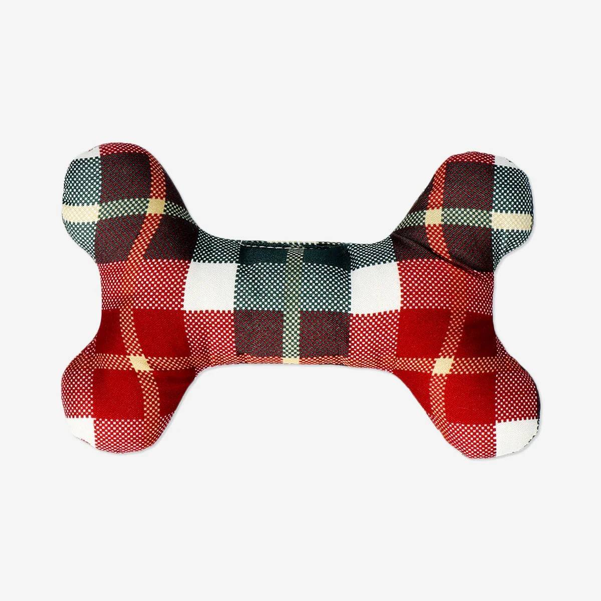 Dog Toy Plush Bone Checkered Print