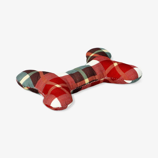 Dog Toy Plush Bone Checkered Print