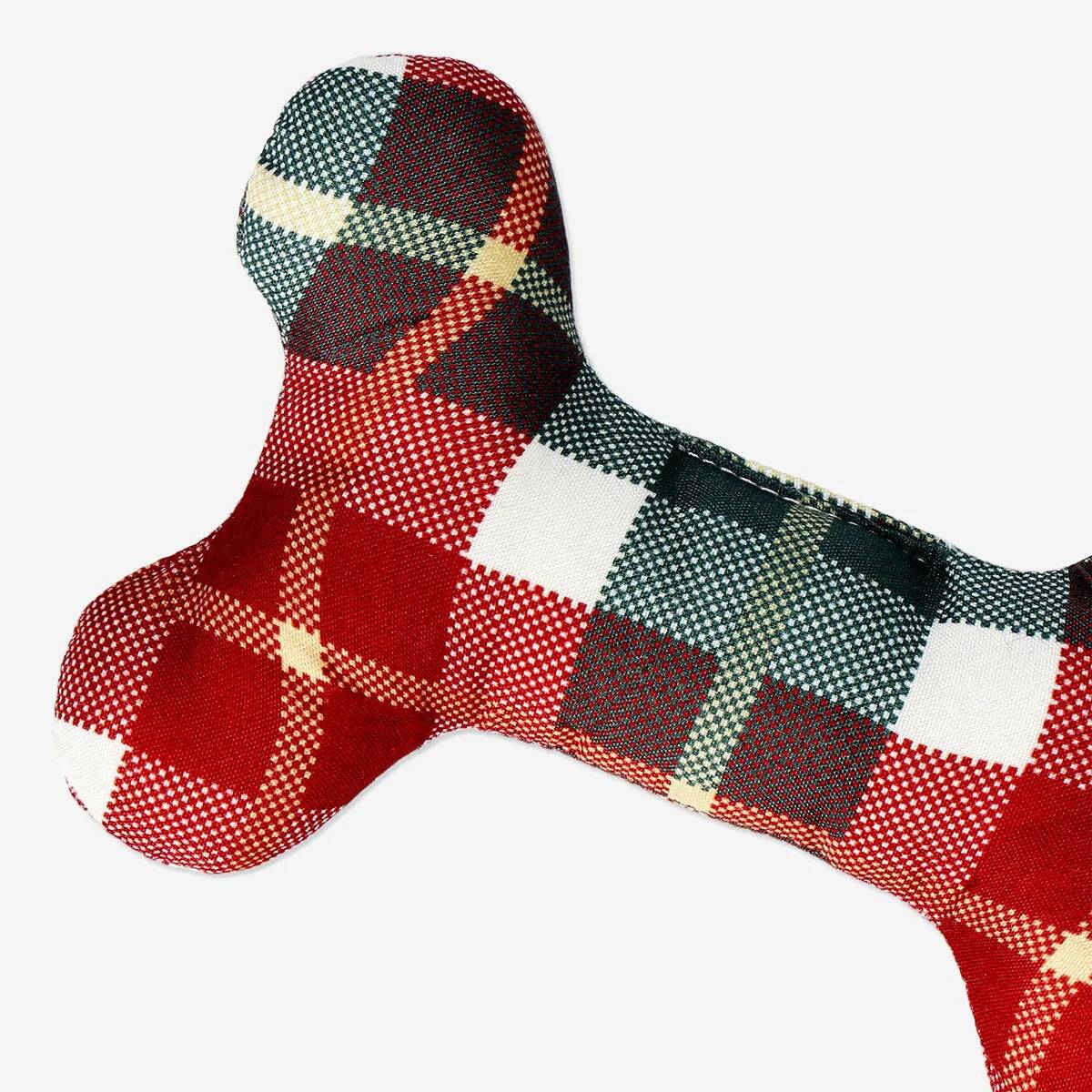 Dog Toy Plush Bone Checkered Print