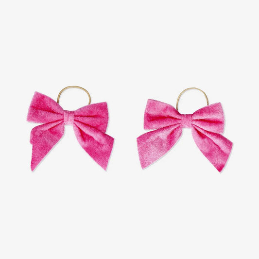 Ornaments Bow Velvet Pink 6Pcs