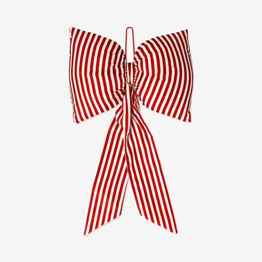 Bow W Filling Red N White Stripe