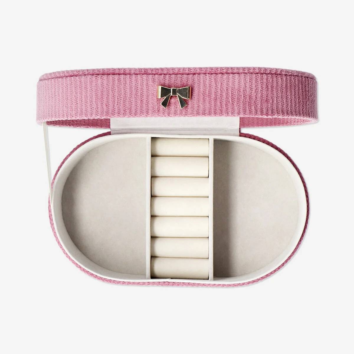 Jewelry Box With Bow Corduroy 22X7X9Cm R