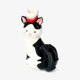 Candle Holder Cat W Flower Ceramic