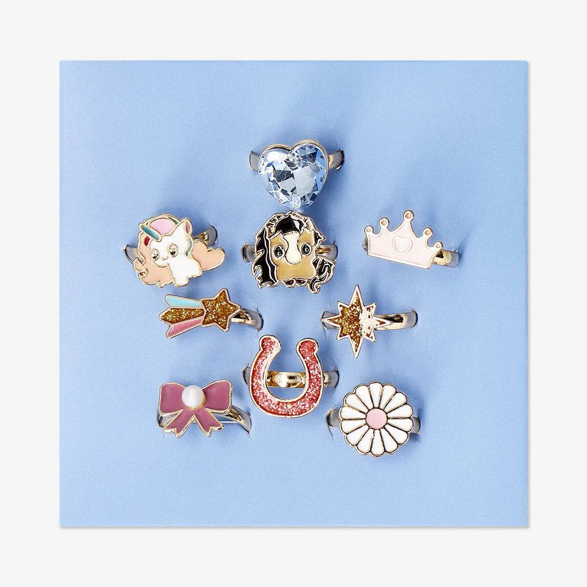Fingerrings In Giftbox 9 Pcs Unicorn/Hor