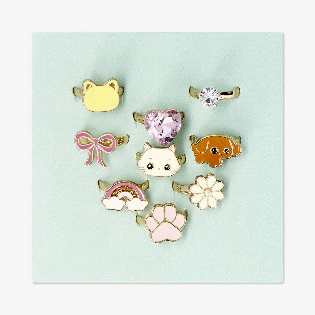 Fingerrings In Giftbox 9 Pcs Dog/Cat