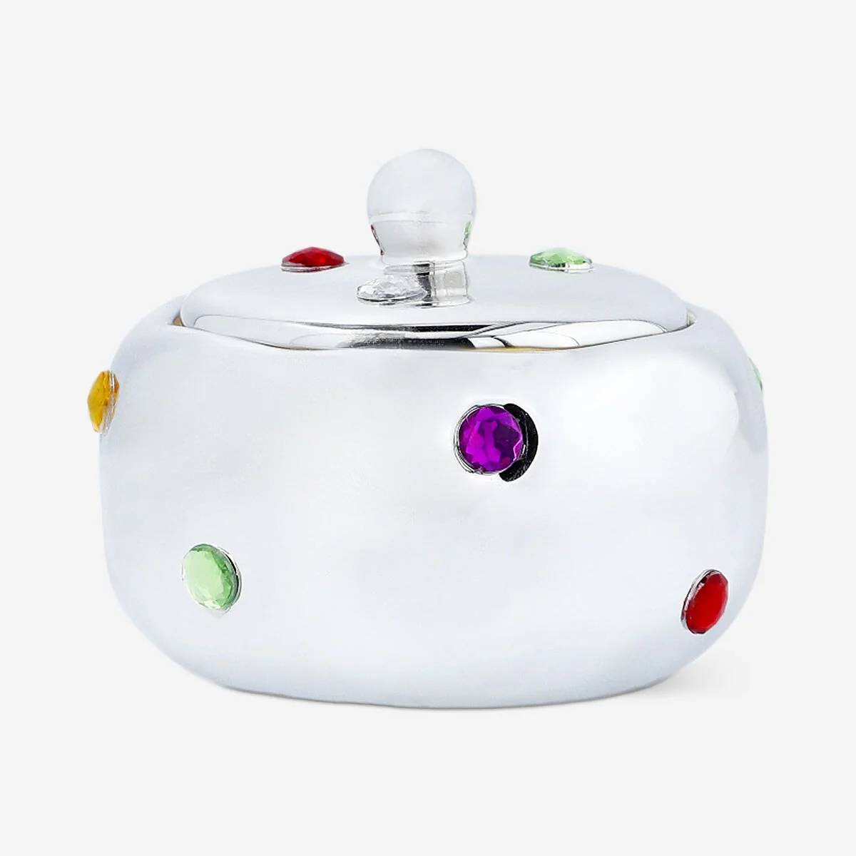 Jar Ceramic Silver W Lid Dia 10Cm With S