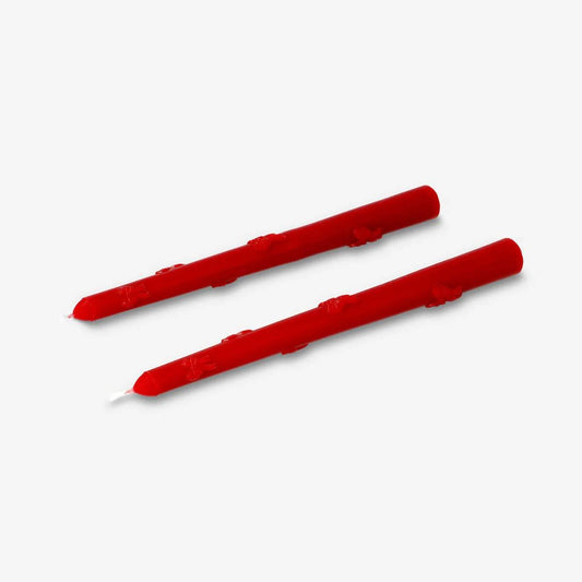 Dinner Candle 2 Pcs With Bows Red
