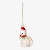 Bauble Glass As Cat W Santa Hat (In)