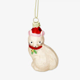 Bauble Glass As Cat W Santa Hat (In)
