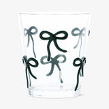Drinking Glass With Embossed Bows Green