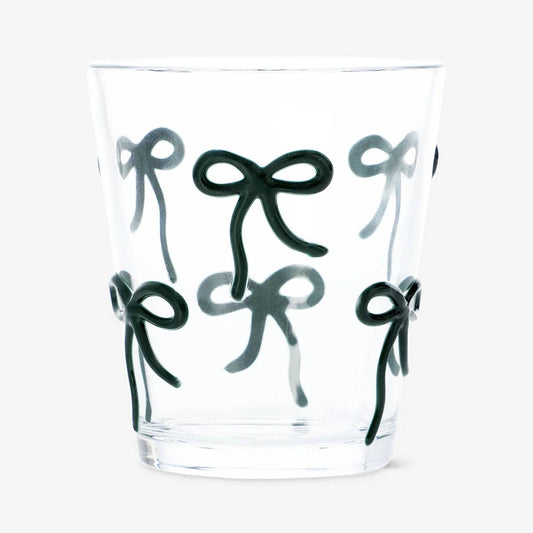 Drinking Glass With Embossed Bows Green
