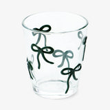 Drinking Glass With Embossed Bows Green