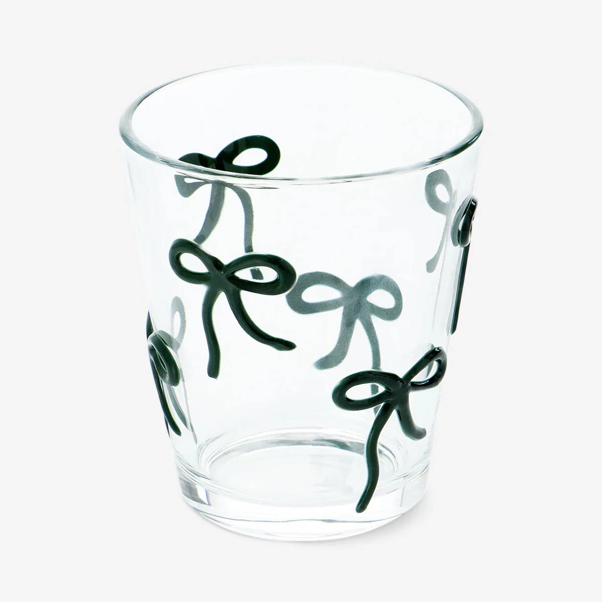 Drinking Glass With Embossed Bows Green
