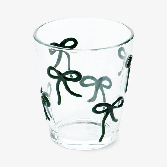 Drinking Glass With Embossed Bows Green