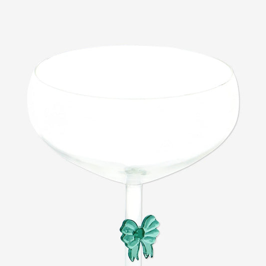 Wine Glass With Bow On Stem Green