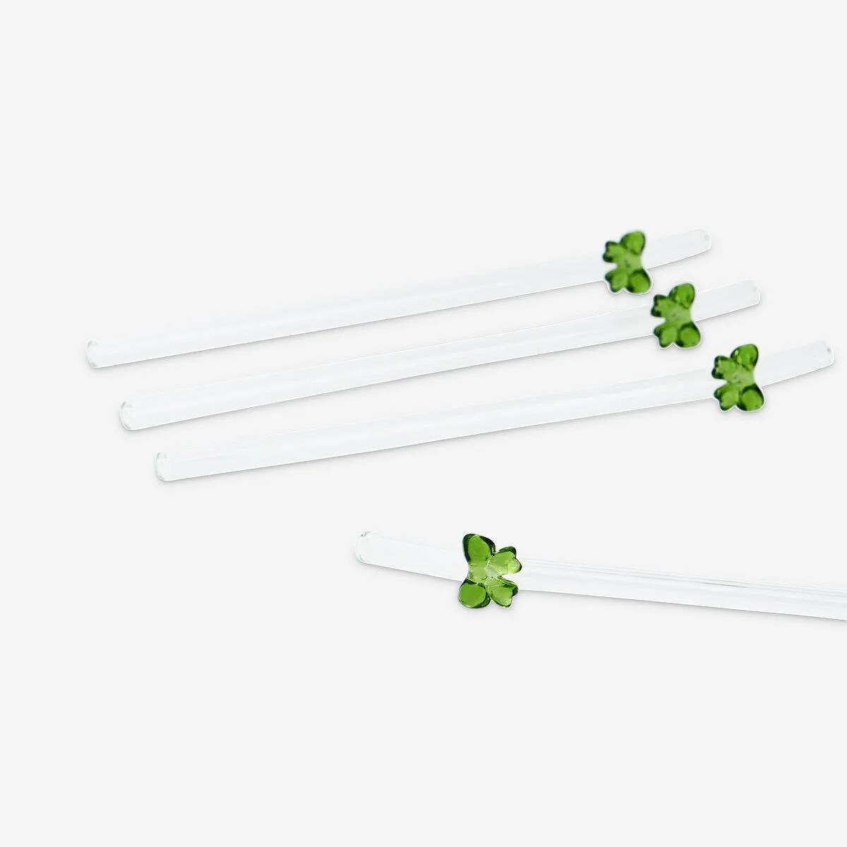 Straws Glass With Embossed Bow 4Pcs Set