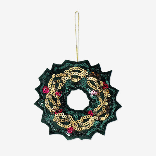 Ornament Wreath With Sequins (In)