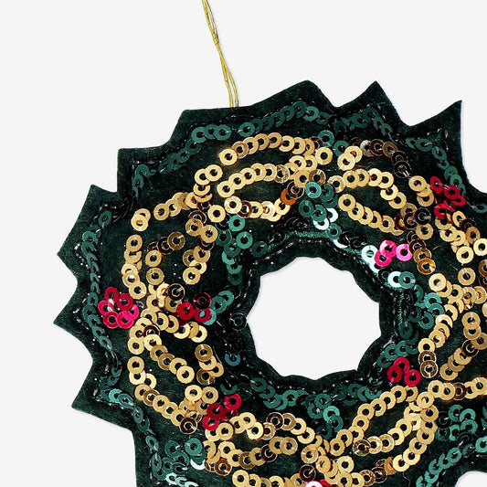 Ornament Wreath With Sequins (In)