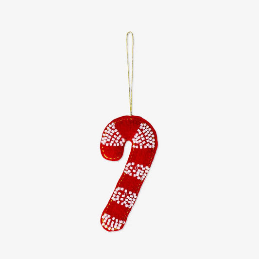 Ornament Candy Cane With Beads (In)