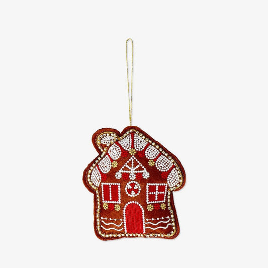 Ornament Gingerbread House W Beads(In)