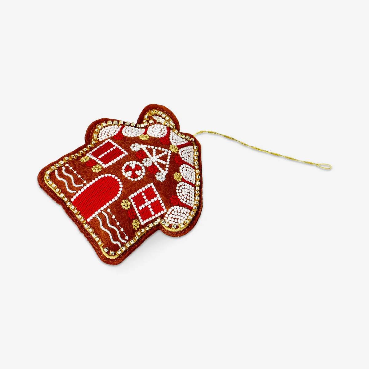 Ornament Gingerbread House W Beads(In)