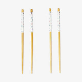 Chopsticks Bamboo With Print 4 Pairs Set