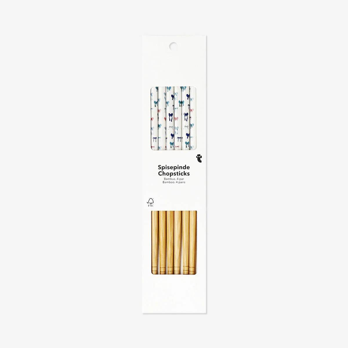 Chopsticks Bamboo With Print 4 Pairs Set