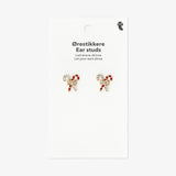 Earrings Candy Cane And Bow