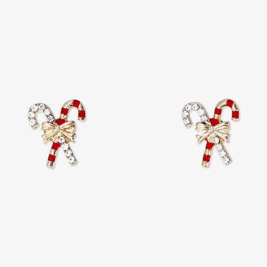 Earrings Candy Cane And Bow