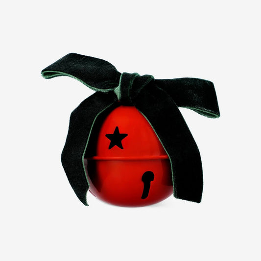 Bell Red With Green Bow Metal Small(In)