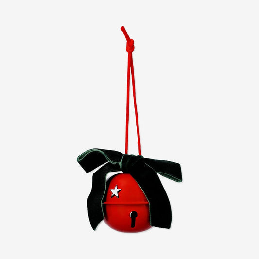 Bell Red With Green Bow Metal Small(In)