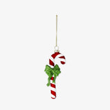 Bauble Glass Candycane W Ribbon (In)