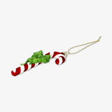 Bauble Glass Candycane W Ribbon (In)