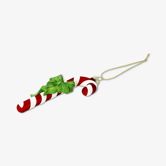 Bauble Glass Candycane W Ribbon (In)