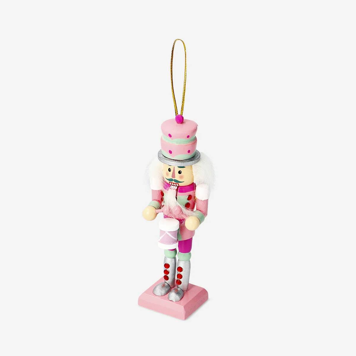 Nutcraker Ornament With Drum Pink