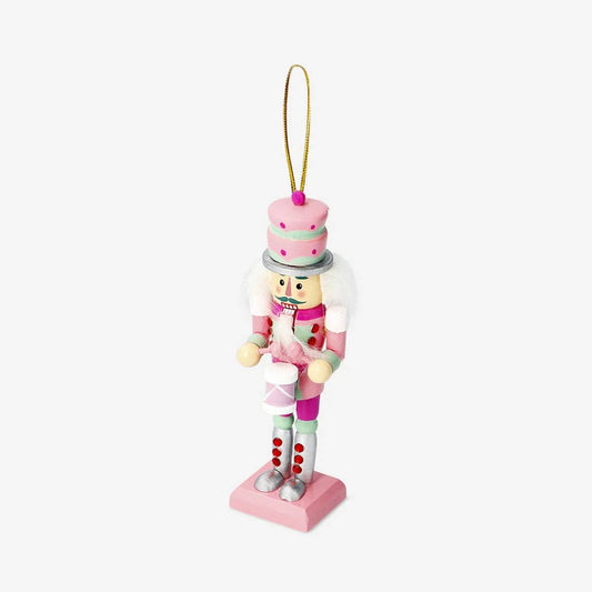 Nutcraker Ornament With Drum Pink
