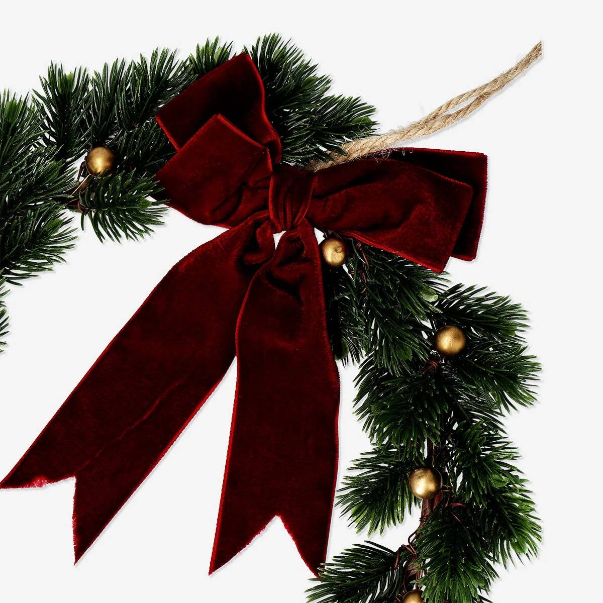 Wreath W Red Bow Dia 30 Cm