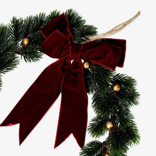 Wreath W Red Bow Dia 30 Cm